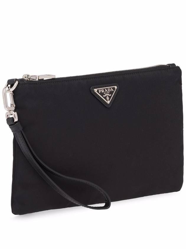 Saffiano Leather Strap Nylon Clutch Bag Black - PRADA - BALAAN 4