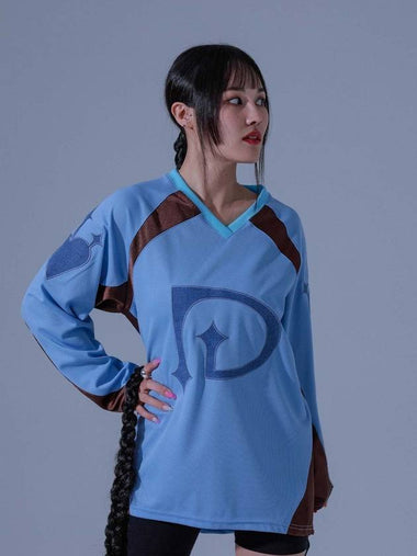 Heart Football Jersrey Long Sleeve T Shirt Sky Blue - DILETTANTISME - BALAAN 1