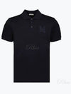 Embroidered Monogram Short Sleeve Polo Shirt Dark Blue - MONCLER - BALAAN 2