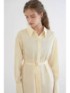 Two Button Silky Long Shirt Dress YELLOW - ILROZE - BALAAN 3