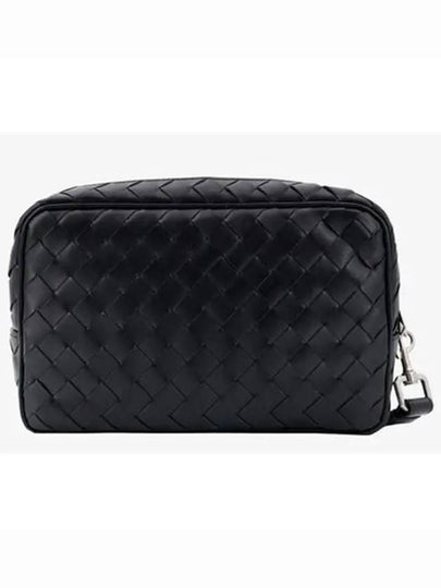 Intrecciato Zipper Leather Pouch Bag Black - BOTTEGA VENETA - BALAAN 2