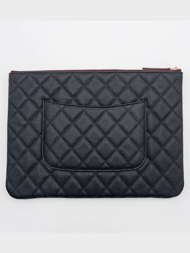 Medium Classic Clutch Bag Caviar Leather & Gold Black - CHANEL - BALAAN 3