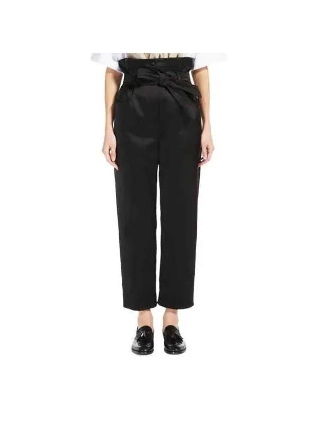 Belted Satin Straight Pants Nero - MAX MARA - BALAAN 3