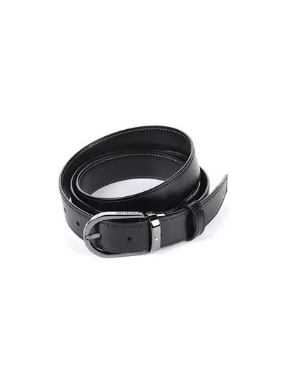 Horseshoe Buckle 30mm Reversible Leather Belt Black Brown - MONTBLANC - BALAAN 2