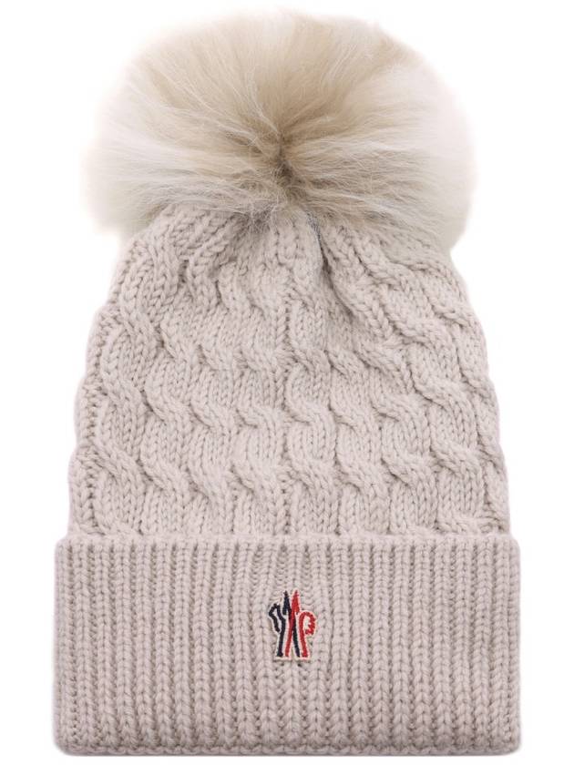 Women s Grenoble Logo Pom Wool Beanie 3B00008 0402A 216 24F - MONCLER - BALAAN 1