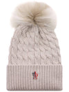 Women s Grenoble Logo Pom Wool Beanie 3B00008 0402A 216 24F - MONCLER - BALAAN 2