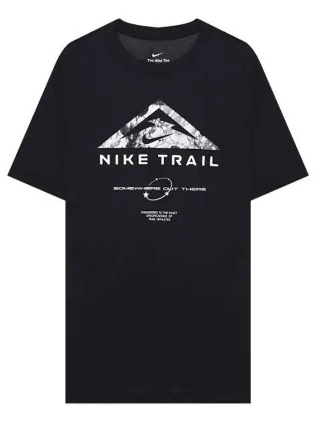 Men's Dry Fit Run Trail Short Sleeve T-Shirt Black - NIKE - BALAAN 1