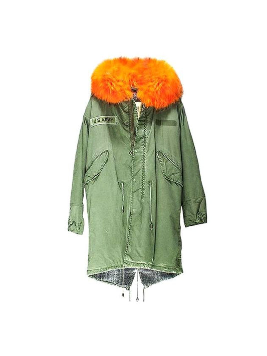 Orange Fur Check Trimming Jacket Khaki - AS65 - BALAAN 1