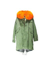 Check Trimming Fur Jacket Khaki - AS65 - BALAAN 1