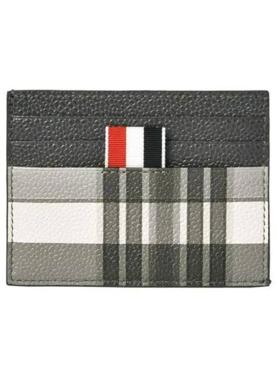 4-Bar Madras Pebble Grain Leather Card Wallet - THOM BROWNE - BALAAN 2