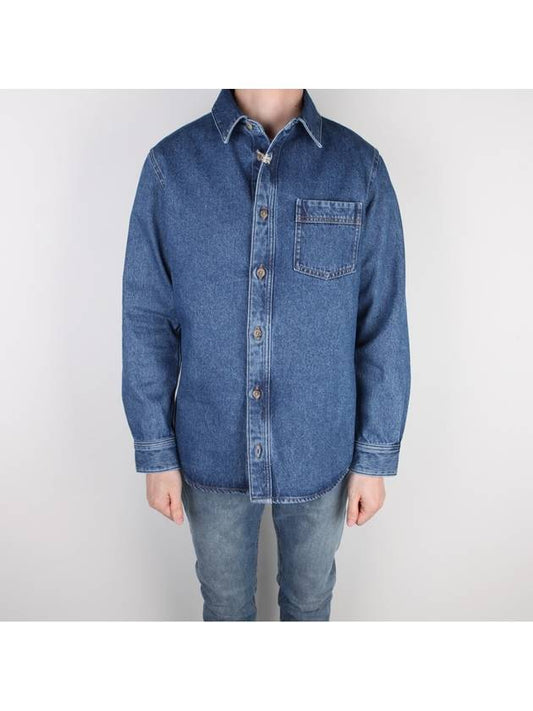Men's Denim Long Sleeve Shirt Blue - A.P.C. - BALAAN.
