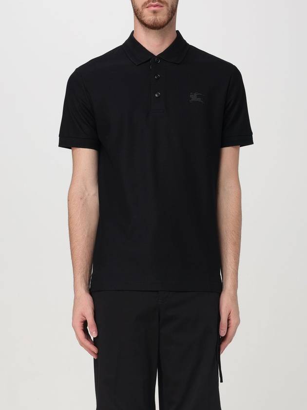 Cotton Polo Shirt Black - BURBERRY - BALAAN 2