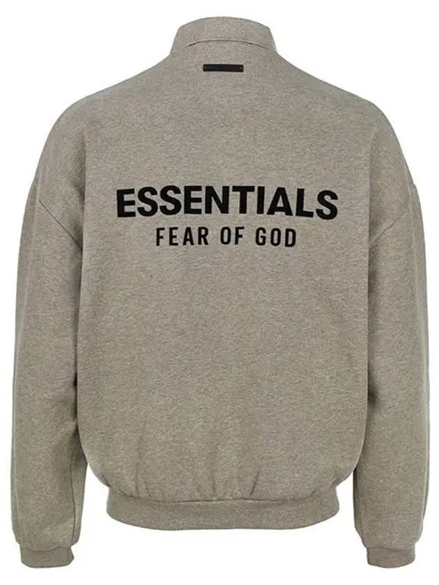 Logo Print Fleece Long Sleeve Polo Shirt Heather Grey - FEAR OF GOD ESSENTIALS - BALAAN 3