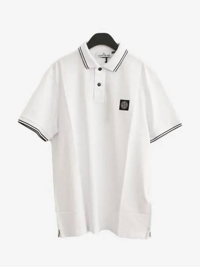 Stretch Cotton Pique Short Sleeve Polo Shirt White - STONE ISLAND - BALAAN 2