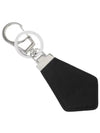 Saffiano Triangular Logo Leather Key Holder Black - PRADA - BALAAN 3