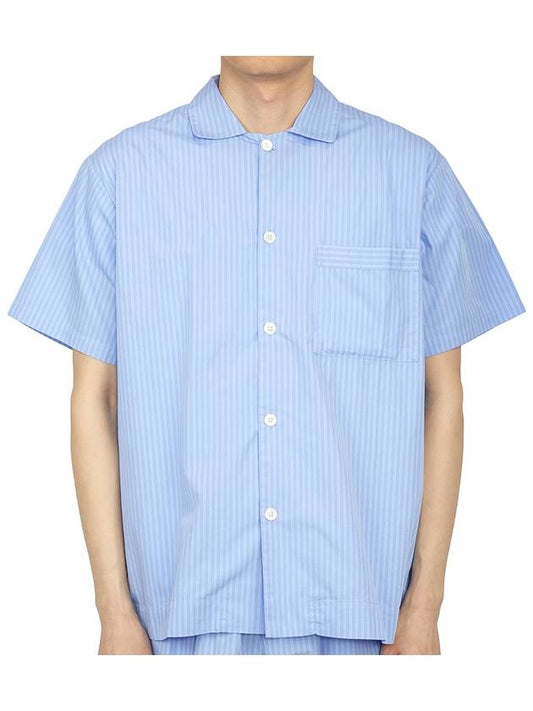 Poplin Pajamas Organic Cotton Short Sleeve Shirt Pin Stripe - TEKLA - BALAAN 2