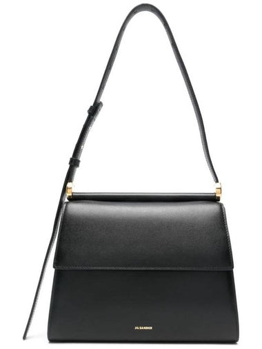 Foldover Leather Shoulder Bag Black - JIL SANDER - BALAAN 1