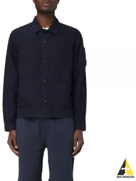 Cotton Linen Over Long Sleeve Shirt Navy - CP COMPANY - BALAAN 2