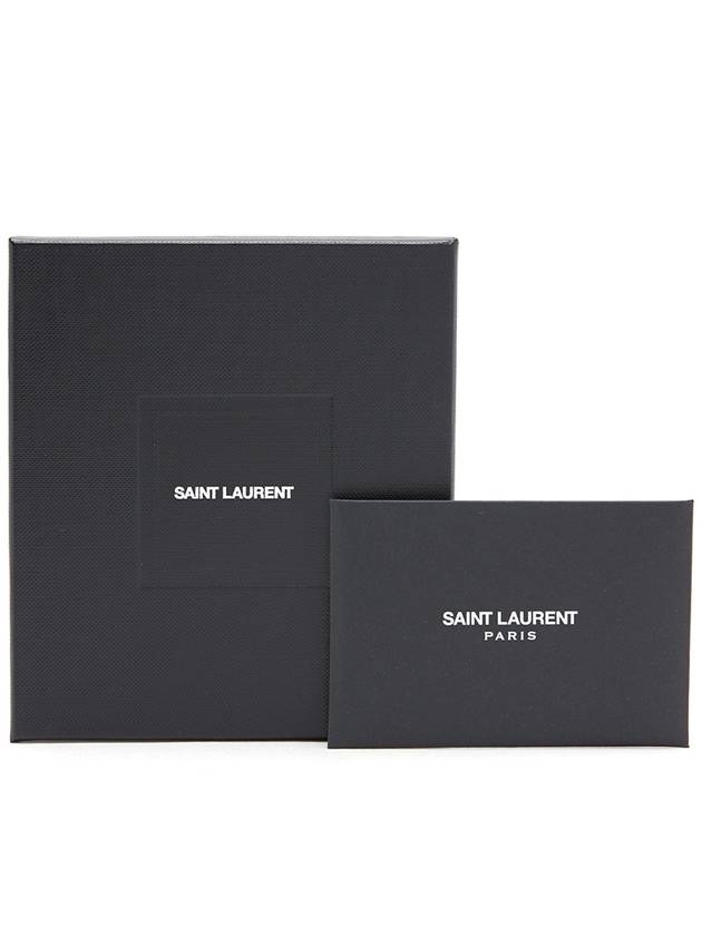 Business Flap in Grain De Poudre Embossed Leather Card Wallet Black - SAINT LAURENT - BALAAN 9