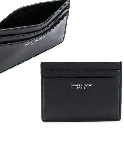 Smooth Leather Classic Logo Card Wallet Black - SAINT LAURENT - BALAAN 2