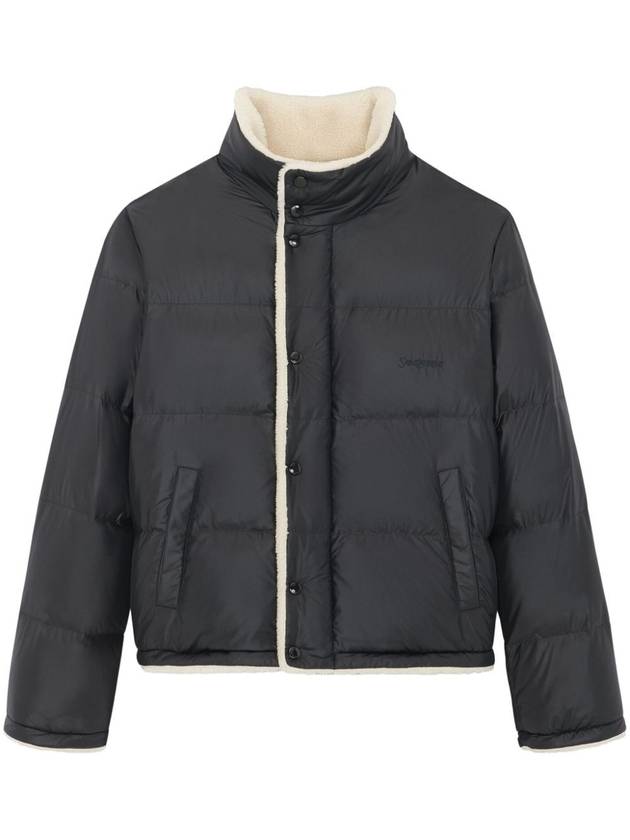 Shearling Lining Nylon Down Puffer Jacket Black - SAINT LAURENT - BALAAN 2