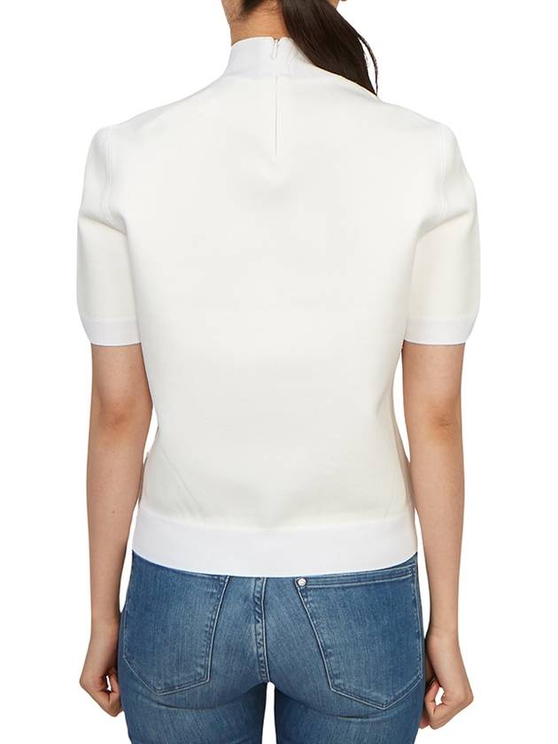 Logo Mockneck Short Sleeve Knit Top White - TORY BURCH - BALAAN 4