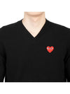 Red Heart Wappen V-Neck Wool Knit P1 N002 1 Black - COMME DES GARCONS - BALAAN 7