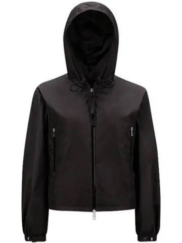 1A00116 54155 999 VERNOIS bag logo hooded shorts windbreaker black women s jacket TLS 270051 - MONCLER - BALAAN 1