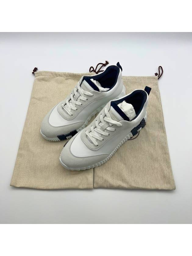 Bouncing Sneakers Calfskin Suede Goatskin Blanc - HERMES - BALAAN 3