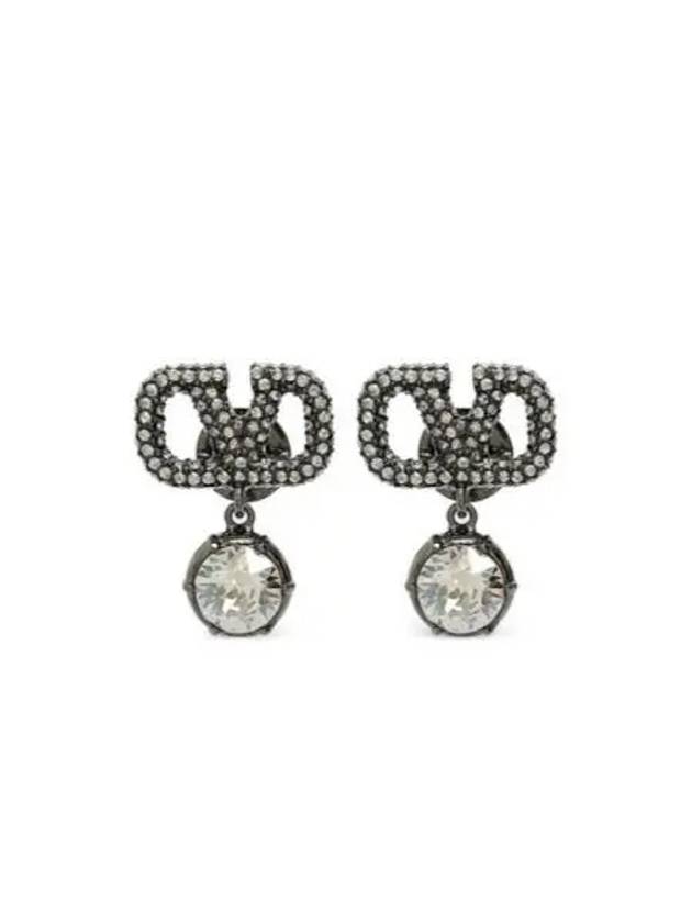 V Logo Signature Embellished Earrings Silver - VALENTINO - BALAAN 2