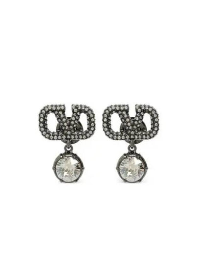 V Logo Signature Embellished Earrings Silver - VALENTINO - BALAAN 2