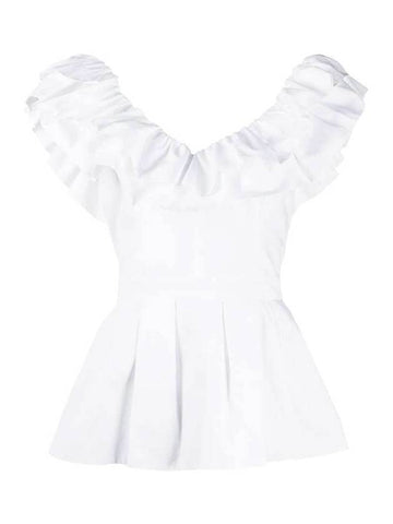 Ruffle Peplum Sleeveless Blouse White - ALEXANDER MCQUEEN - BALAAN 1