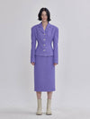 Rye Tweed Bonding Wide Shoulder X-Line Silhouette Jacket Purple - LIE - BALAAN 2