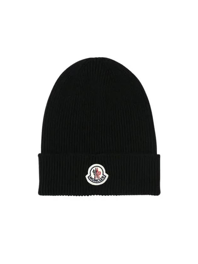 Logo Patch Beanie Black 3B70500A9342 999 - MONCLER - BALAAN 3