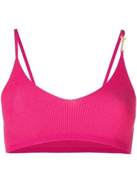 Le Bandeau Pralu Logo Knit Bra Pink - JACQUEMUS - BALAAN 1