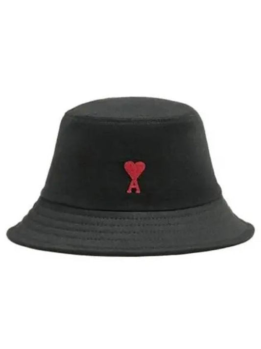 UHA246 AW0041 001 Heart Logo Patch Bucket Hat Black TJ 271114 - AMI - BALAAN 1