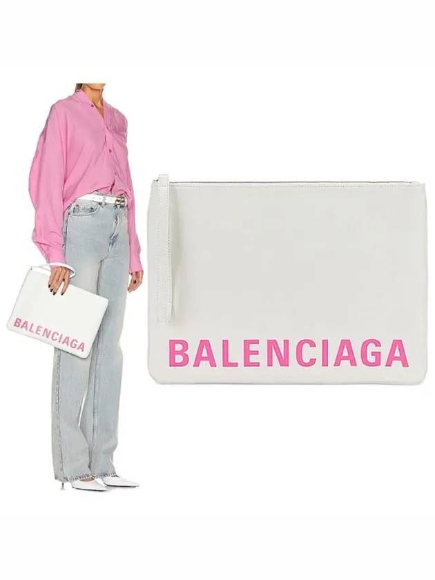 logo clutch bag white - BALENCIAGA - BALAAN.