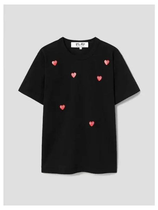 Unisex 6 Heart Short Sleeve T Shirt Black Domestic Product GM0024080693484 - COMME DES GARCONS PLAY - BALAAN 1