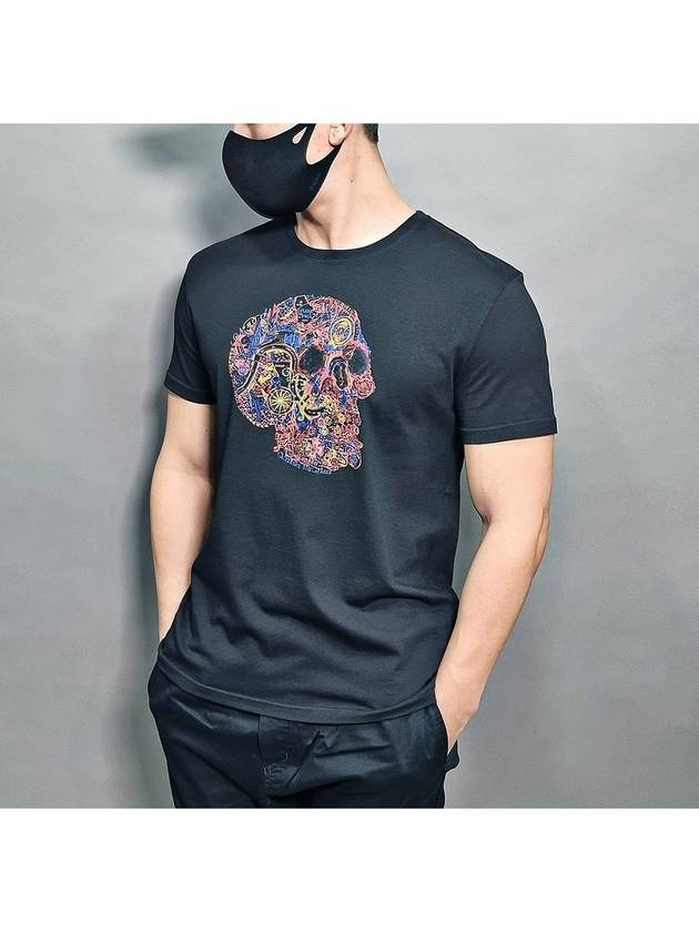 Skull Skull Printing Short Sleeve T-Shirt Black - ALEXANDER MCQUEEN - BALAAN 2