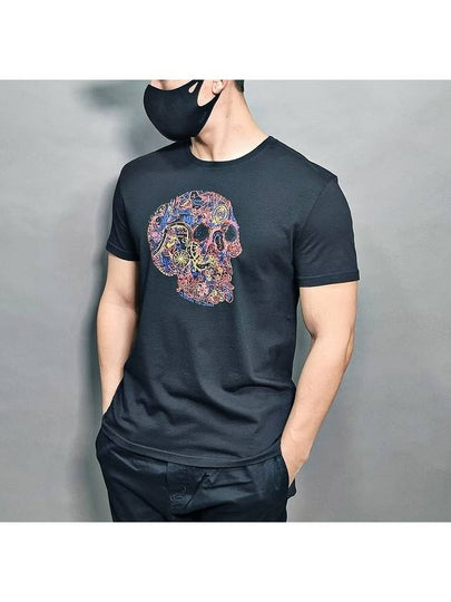 Skull Skull Printing Short Sleeve T-Shirt Black - ALEXANDER MCQUEEN - BALAAN 2