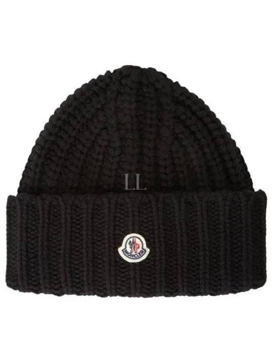 103922 Logo Patch Cashmere Wool Beanie 3B00061 M2079 999 - MONCLER - BALAAN 1