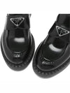 Triangle Logo Chocolate Brushed Leather Loafers Black - PRADA - BALAAN 5