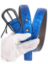 Intrecciato Leather Belt Metal Blue - BOTTEGA VENETA - BALAAN 3