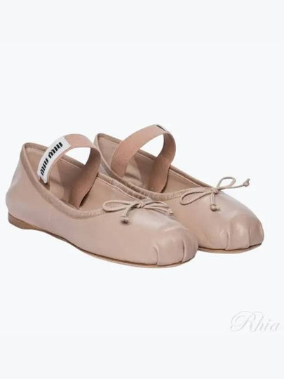 Women's Logo Leather Ballerinas Water Lily - MIU MIU - BALAAN 2