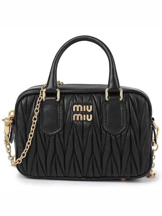 Matelasse Nappa Leather Top Handle Mini Bag Black - MIU MIU - BALAAN 2