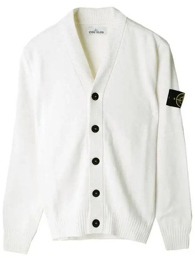 Wappen Button Cardigan White - STONE ISLAND - BALAAN 1