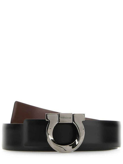 Gancini Reversible Leather Belt Black - SALVATORE FERRAGAMO - BALAAN 2