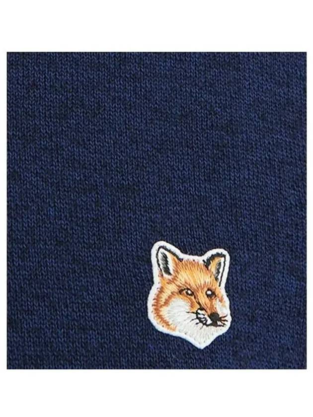 Fox head Patch Regular Round Neck Pullover Knit Top Navy Melange - MAISON KITSUNE - BALAAN 5