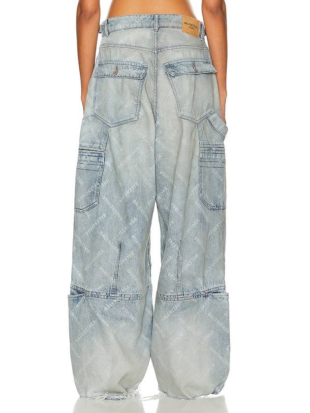 Bal Diagonal Allover Cargo Wide Jeans Blue - BALENCIAGA - BALAAN 6