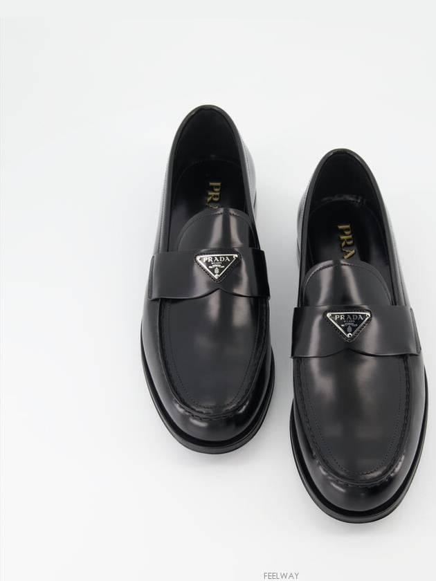 Brushed Leather Loafers Black - PRADA - BALAAN 3